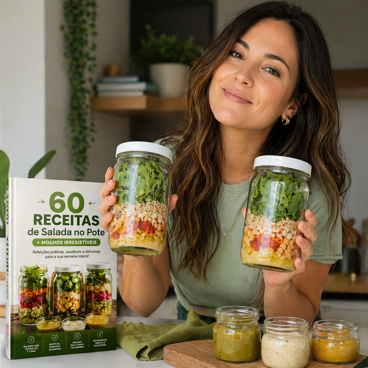 Nutricionista segurando potes de salada